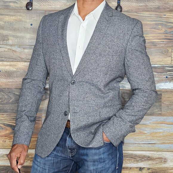 Topman Gray Geometric Blazer Sport Jacket Size 42R *EXCELLENT*